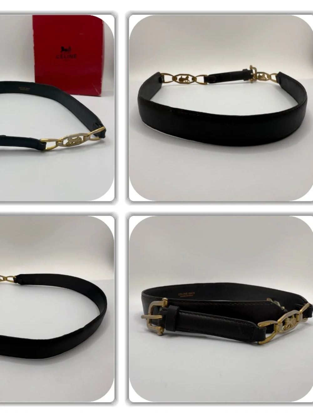 ALLURING CELINE LIMITED EDITION CARRIAGE BLACK LEATHER BELT! (ITALY)